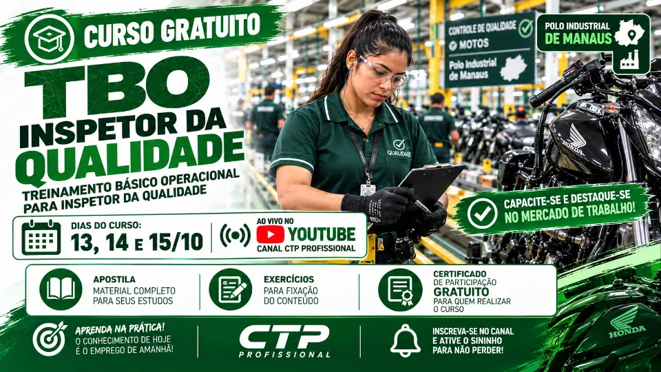 CURSO GRATUITO DE TBO INSPETOR DA QUALIDADE